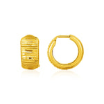 Reversible Textured and Smooth Snuggable Earrings in 10k Yellow Gold - DestGlow