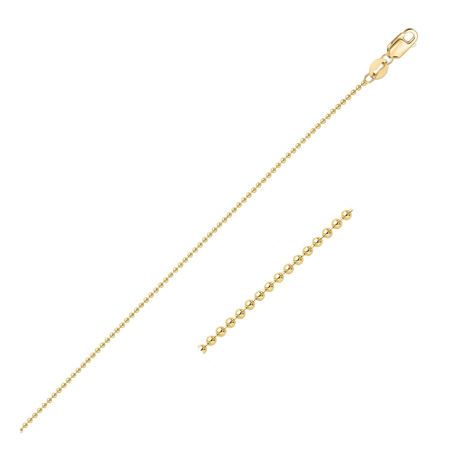14k Yellow Gold Bead Chain 1.0mm (1.00 mm) by Avera Group