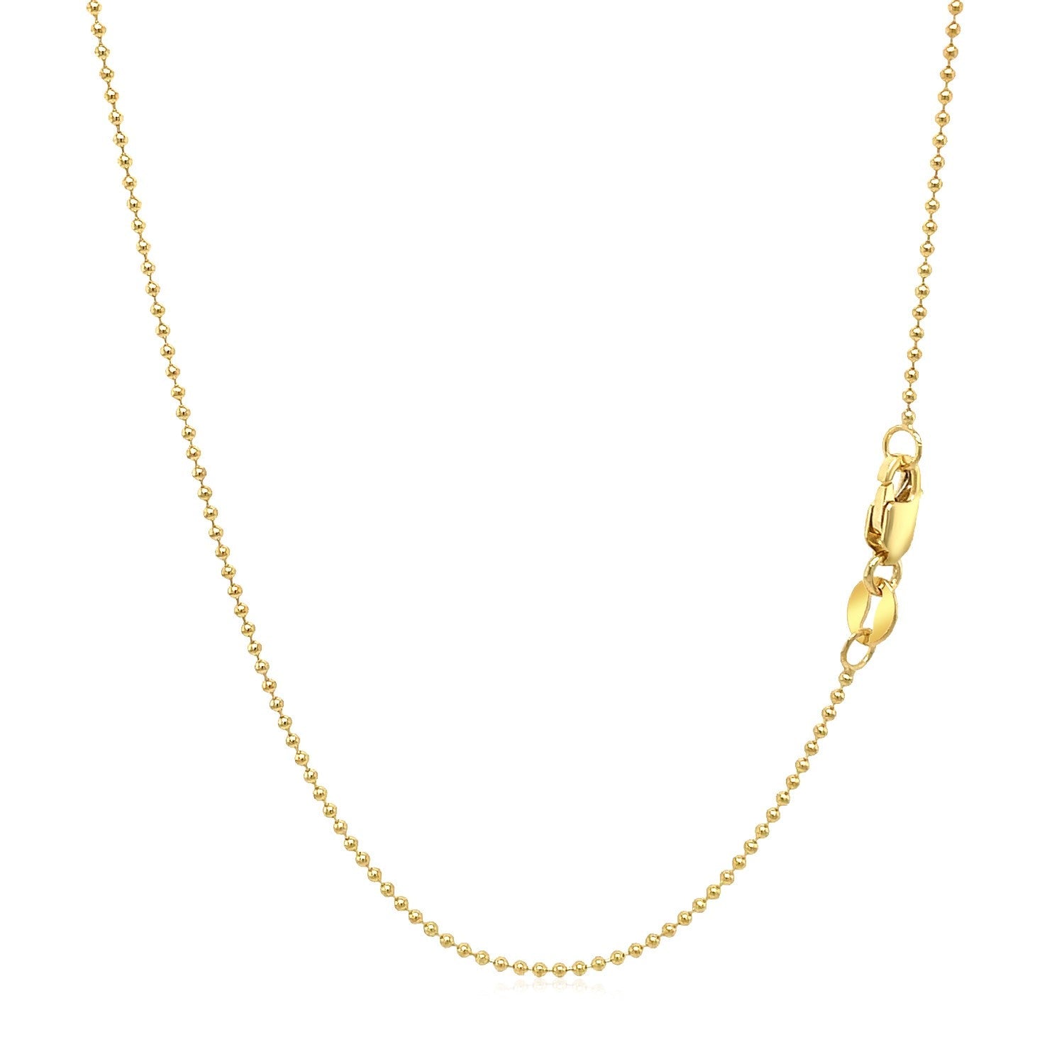 14k Yellow Gold Bead Chain 1.0mm (1.00 mm) - DestGlow