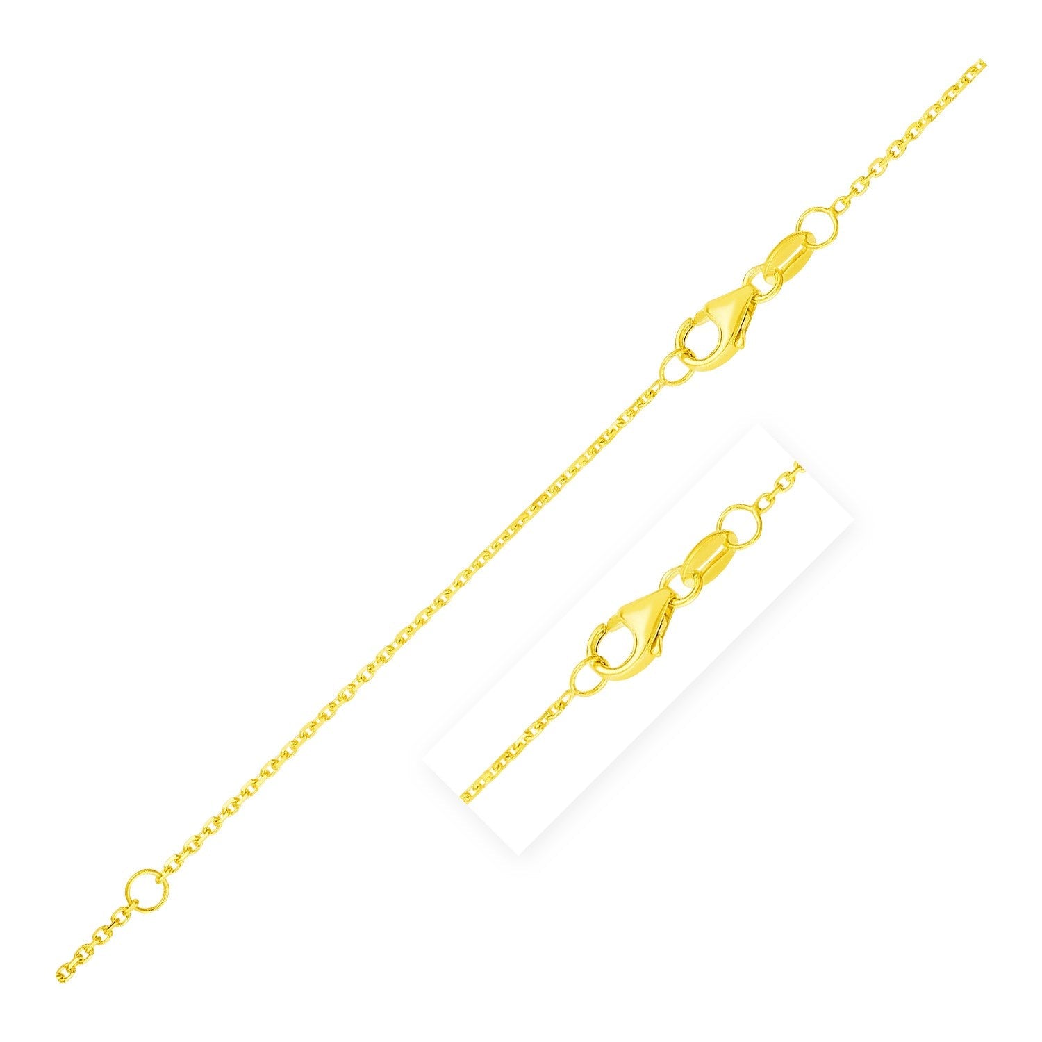 Double Extendable Diamond Cut Cable Chain in 14k Yellow Gold (0.8mm) by Avera Group
