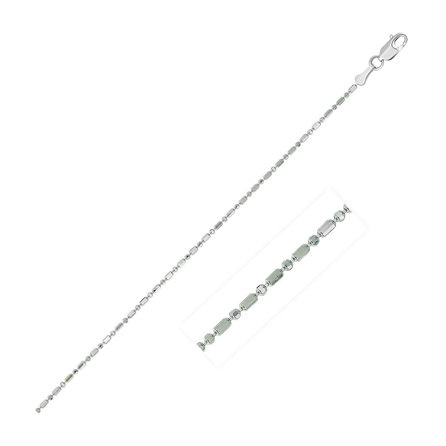 14k White Gold Diamond-Cut Bead Chain 1.0mm - necklaces