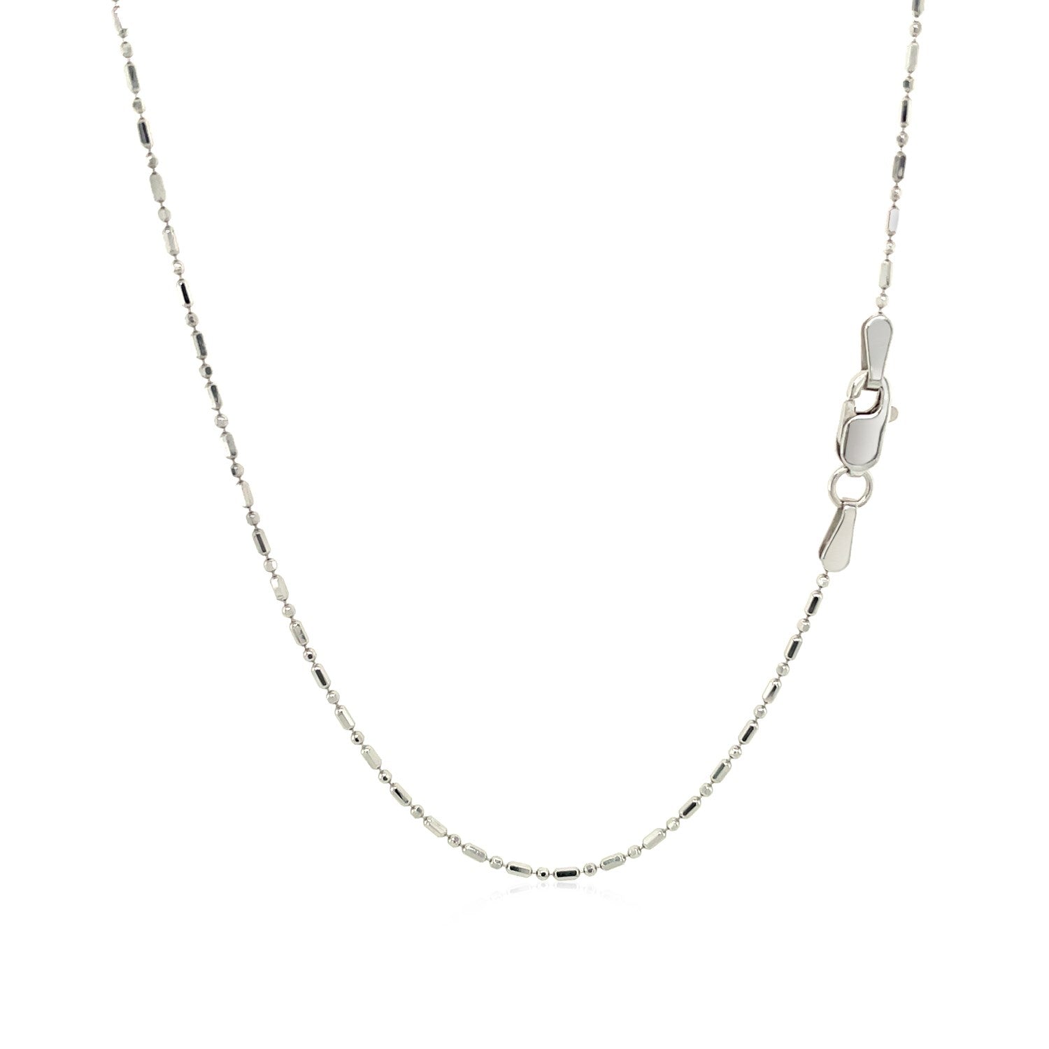 14k White Gold Diamond-Cut Bead Chain (0.90 mm) - DestGlow