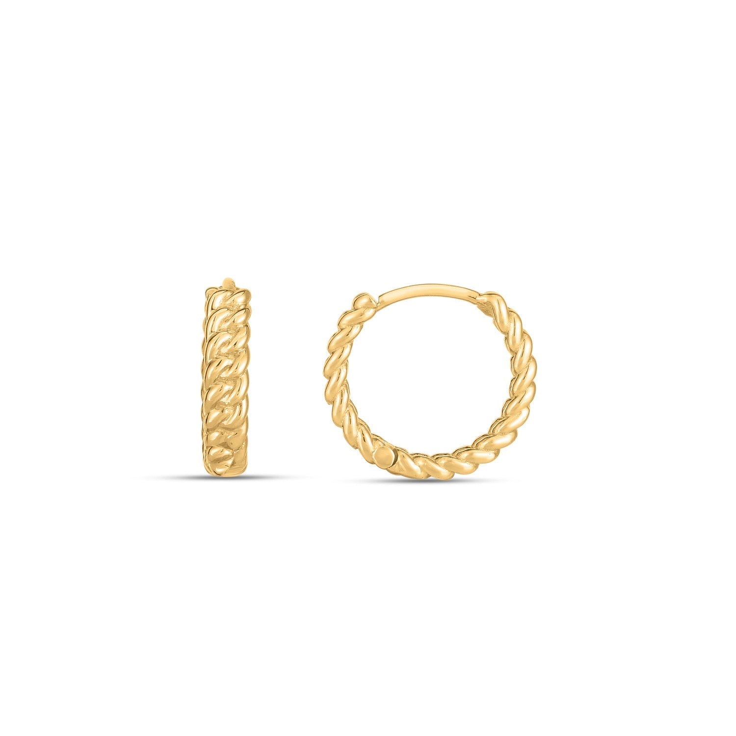 14k Yellow Gold Braided Huggie Hoops(3x12mm) by Avera Group