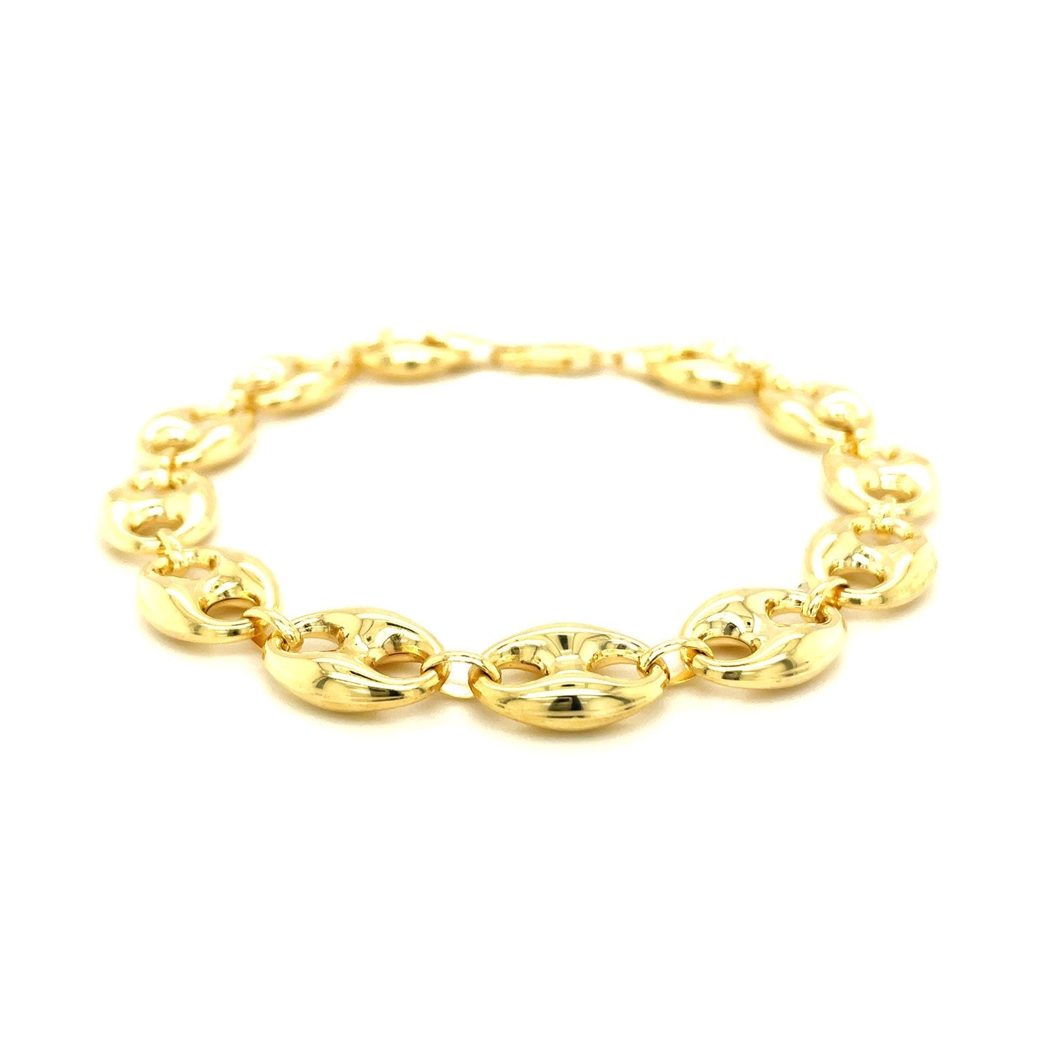 11.0mm 14k Yellow Gold Puffed Mariner Link Bracelet by Bids.com