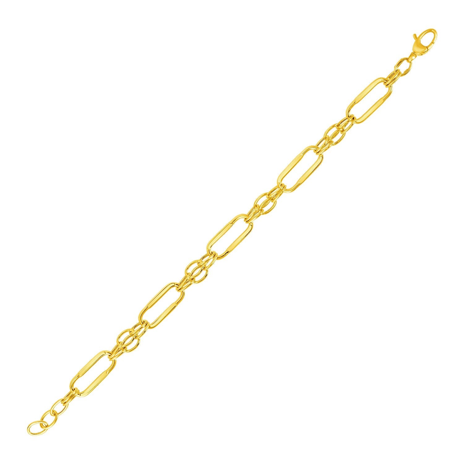 14k Yellow Gold Bracelet with Polished Rectangular Oval Links by Avera Group