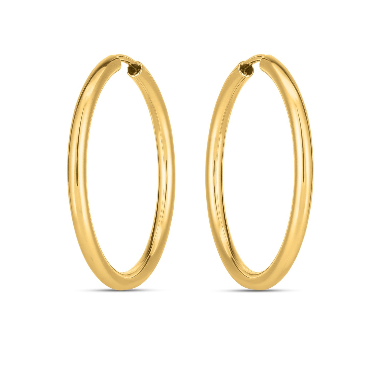 14k Yellow Gold Endless Round Hoop Earrings(2x21mm) - DestGlow