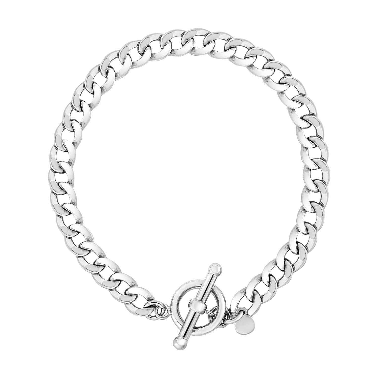 Sterling Silver Polished Wide Link Toggle Bracelet DestGlow