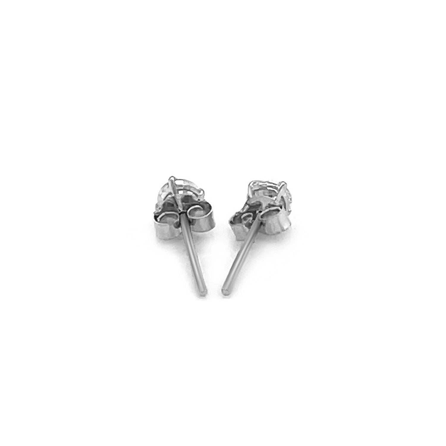 14k White Gold 3mm Faceted White Cubic Zirconia Stud Earrings by Bids.com