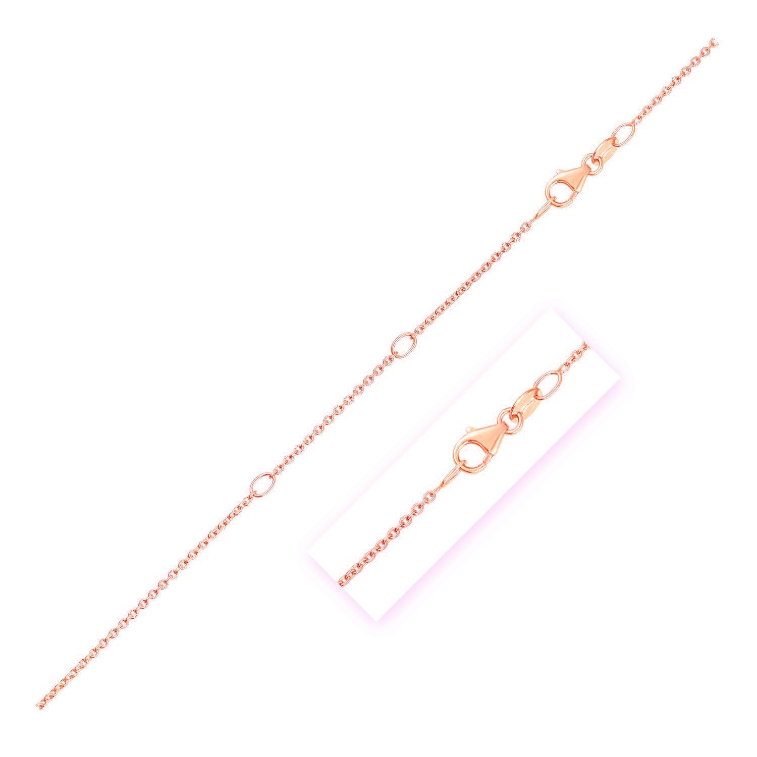 Double Extendable Diamond Cut Cable Chain in Rose Gold (1.30 mm) by Avera Group