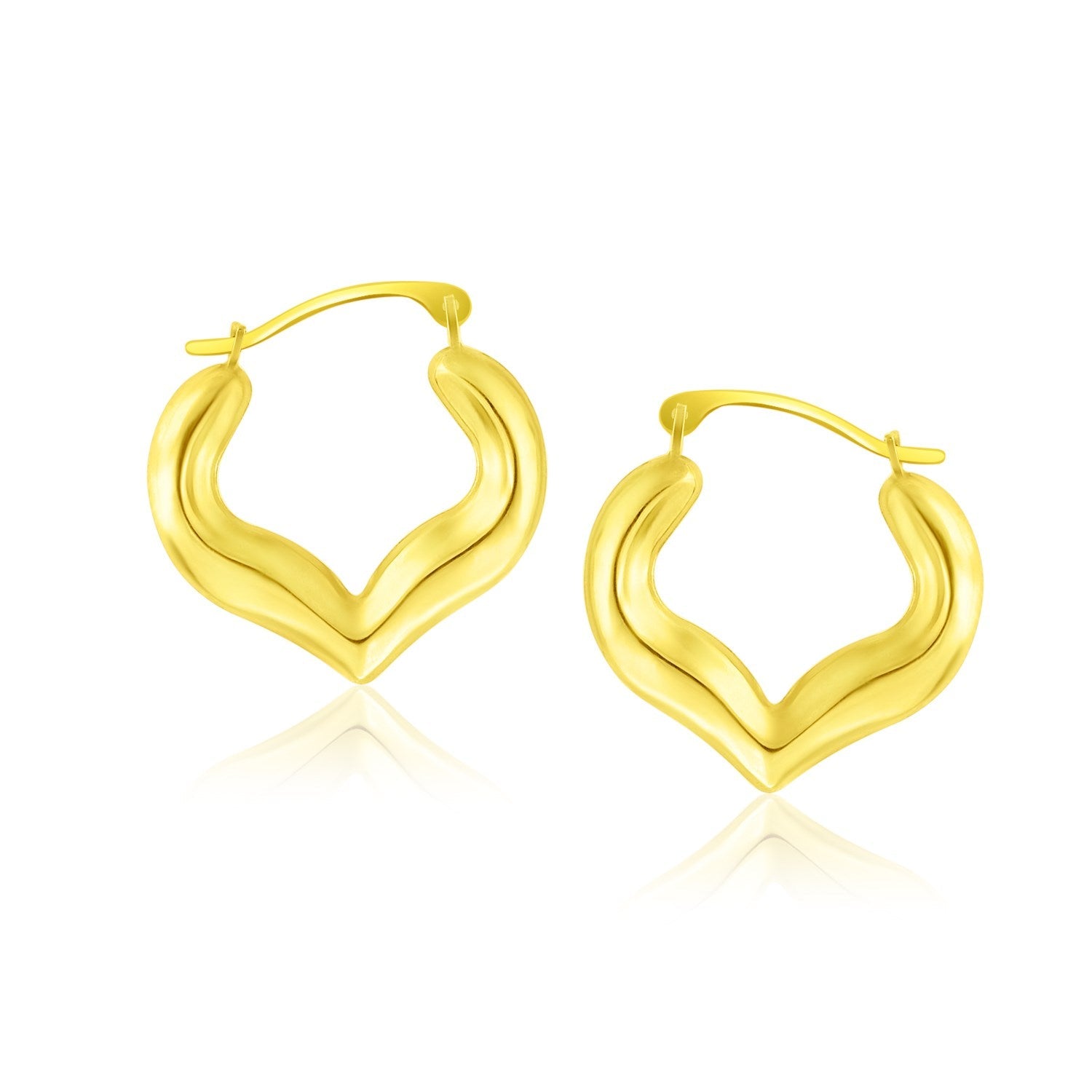10k Yellow Gold Hoop Style Heart Shape Earrings - earrings