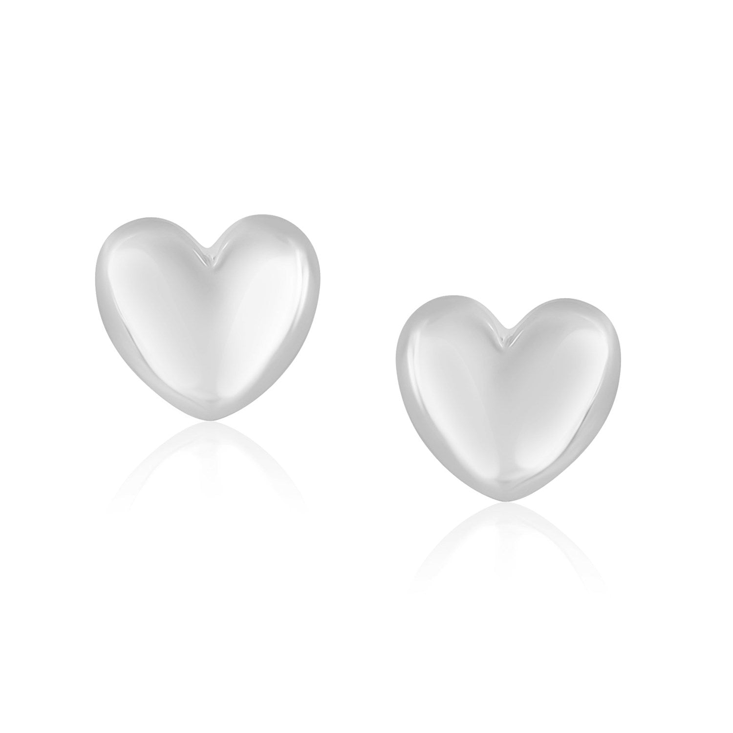 14k White Gold Puffed Heart Shape Shiny Earrings DestGlow