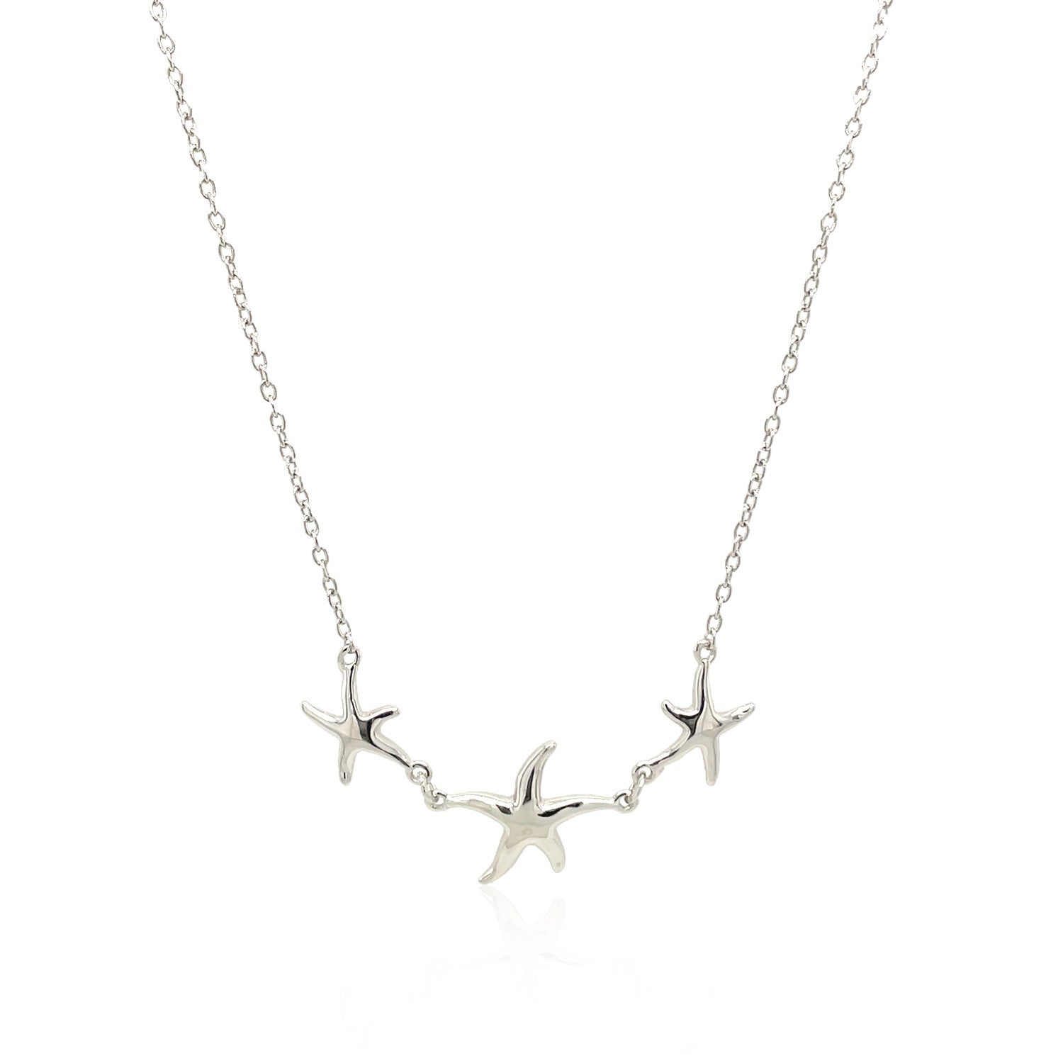 Sterling Silver Necklace with Three Starfish by Avera Group