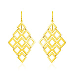 14k Yellow Gold Earrings with Polished Open Diamond Motifs - accessories