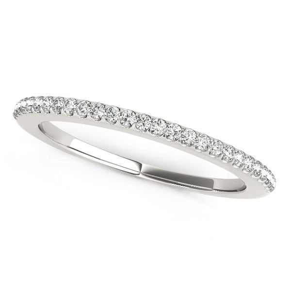 14k White Gold Pave Scallop Setting Diamond Wedding Band (1/8 cttw) by Bids.com