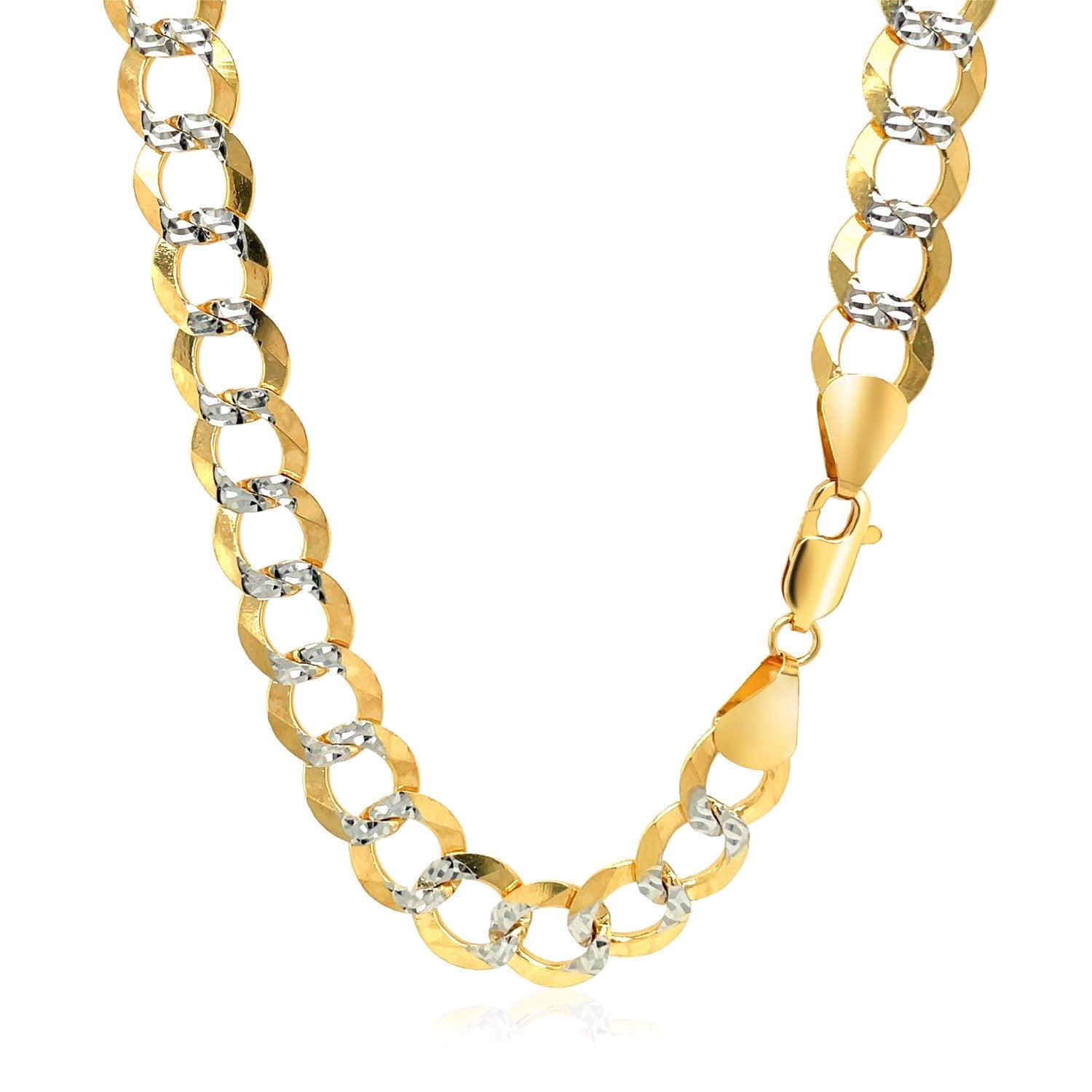 8.2 mm 14k Two Tone Gold Pave Curb Chain by Bids.com