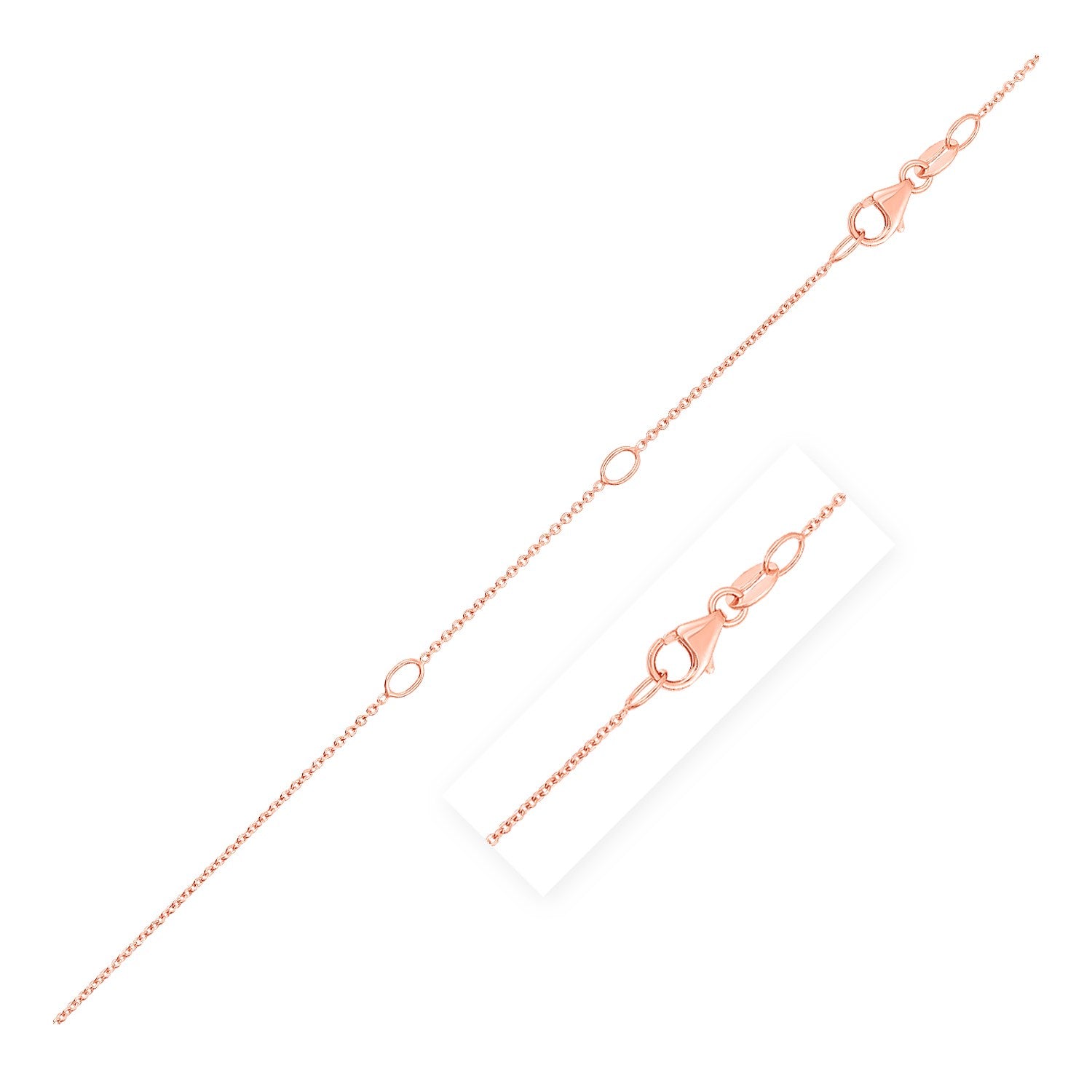 Double Extendable Cable Chain in 14k Rose Gold (1.0mm) by Bids.com
