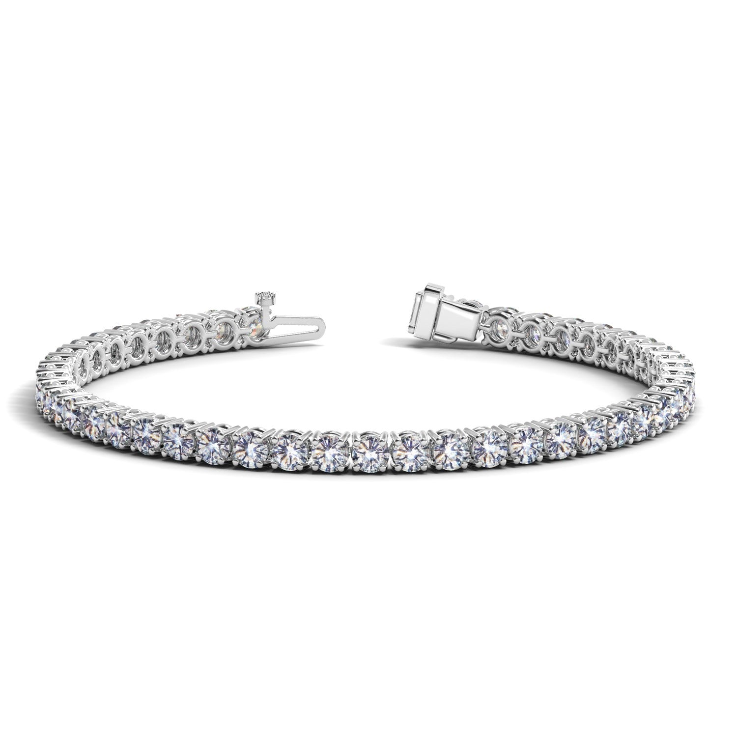 Lab Grown Round Diamond Tennis Bracelet in 14k White Gold (10 cctw F/G VS2/SI1) DestGlow
