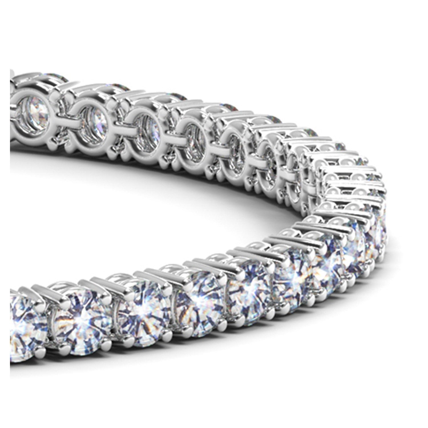 Lab Grown Round Diamond Tennis Bracelet in 14k White Gold (10 cctw F/G VS2/SI1) DestGlow