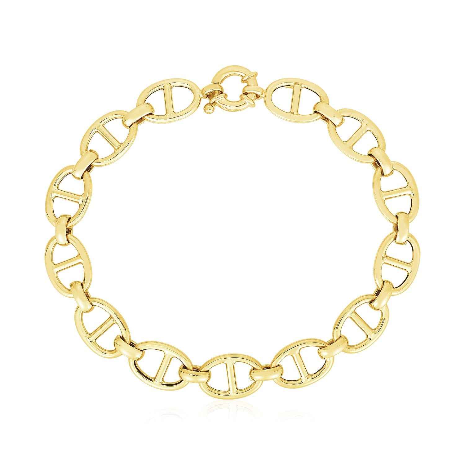 14k Yellow Gold High Polish Mariner Link Bracelet (8.8mm)