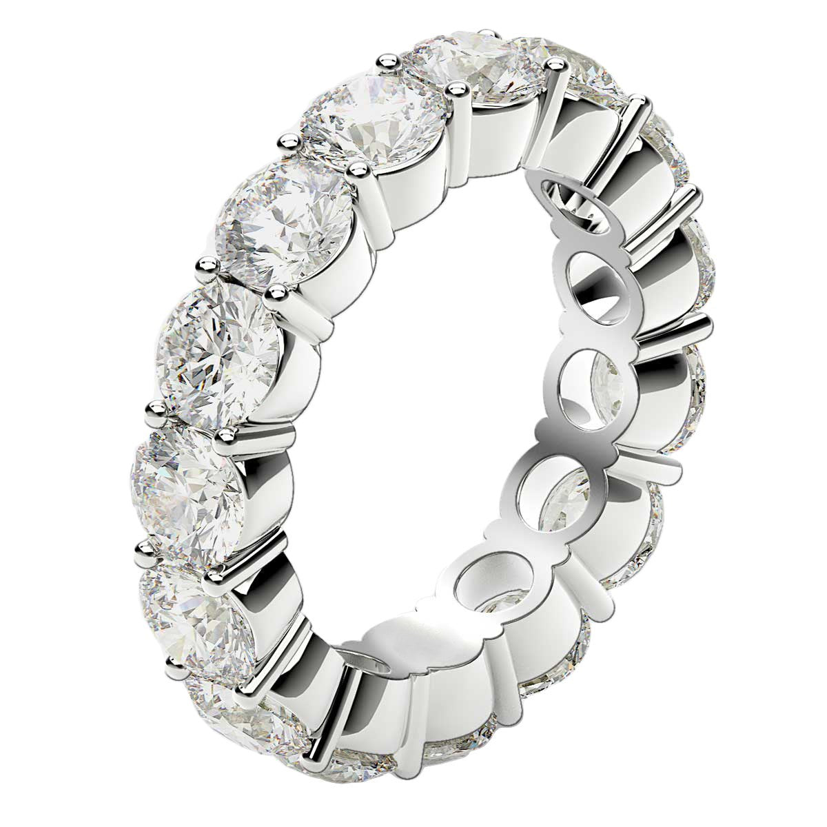 Round Cut Lab Grown Diamond Eternity Ring in 14k White Gold (5 cttw FG/VS2) DestGlow