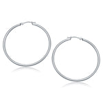 10k White Gold Polished Hoop Earrings (2x40 mm) - earrings