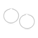 10k White Gold Polished Hoop Earrings (3x30mm) - earrings