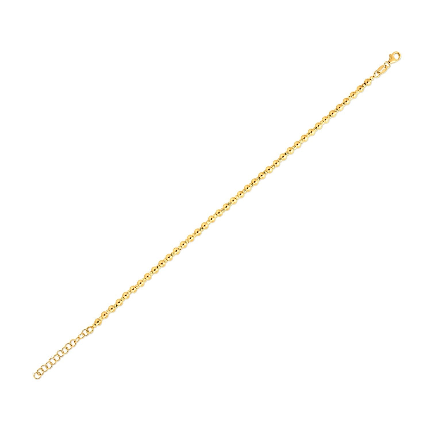 14k Yellow Gold Spaced Bead Bracelet (3mm)