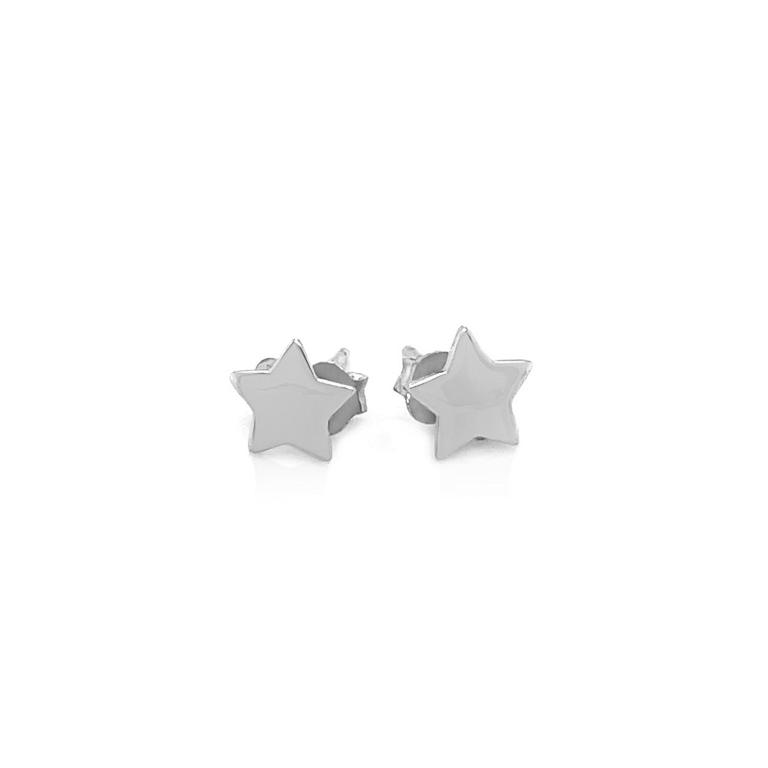 14k White Gold Post Earrings with Stars(6.5mm) - DestGlow