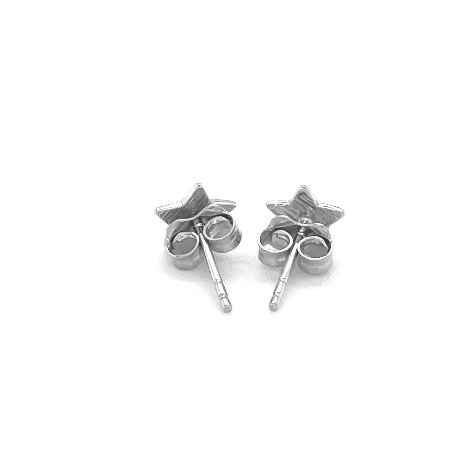14k White Gold Post Earrings with Stars(6.5mm) - DestGlow