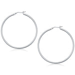 10k White Gold Polished Hoop Earrings (50 mm) - earrings