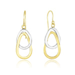 14k Two-Tone Gold Interlaced Open Teardrop Drop Earrings - earrings