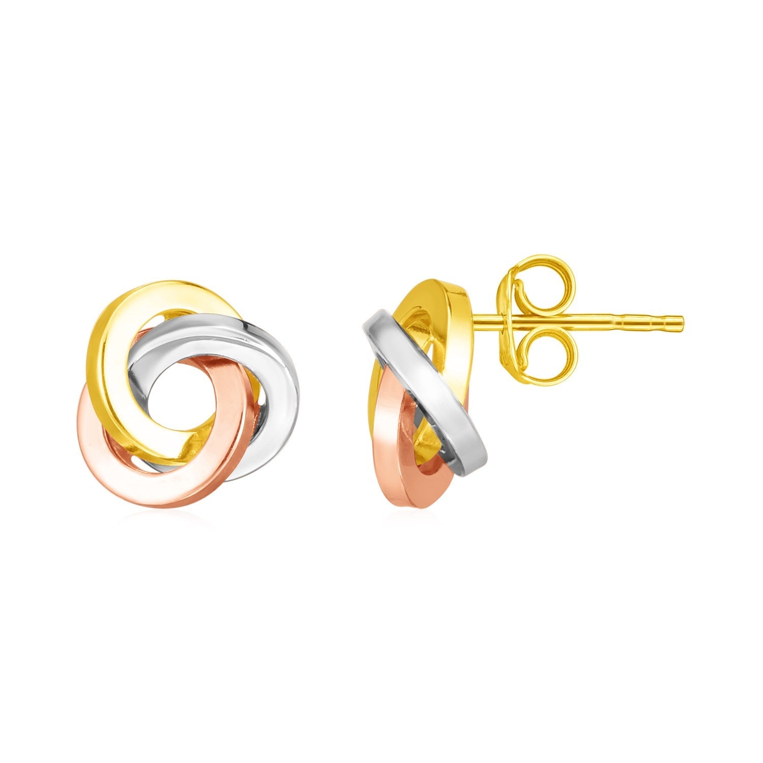 14k Tri Color Gold Love Knot Earrings - accessories
