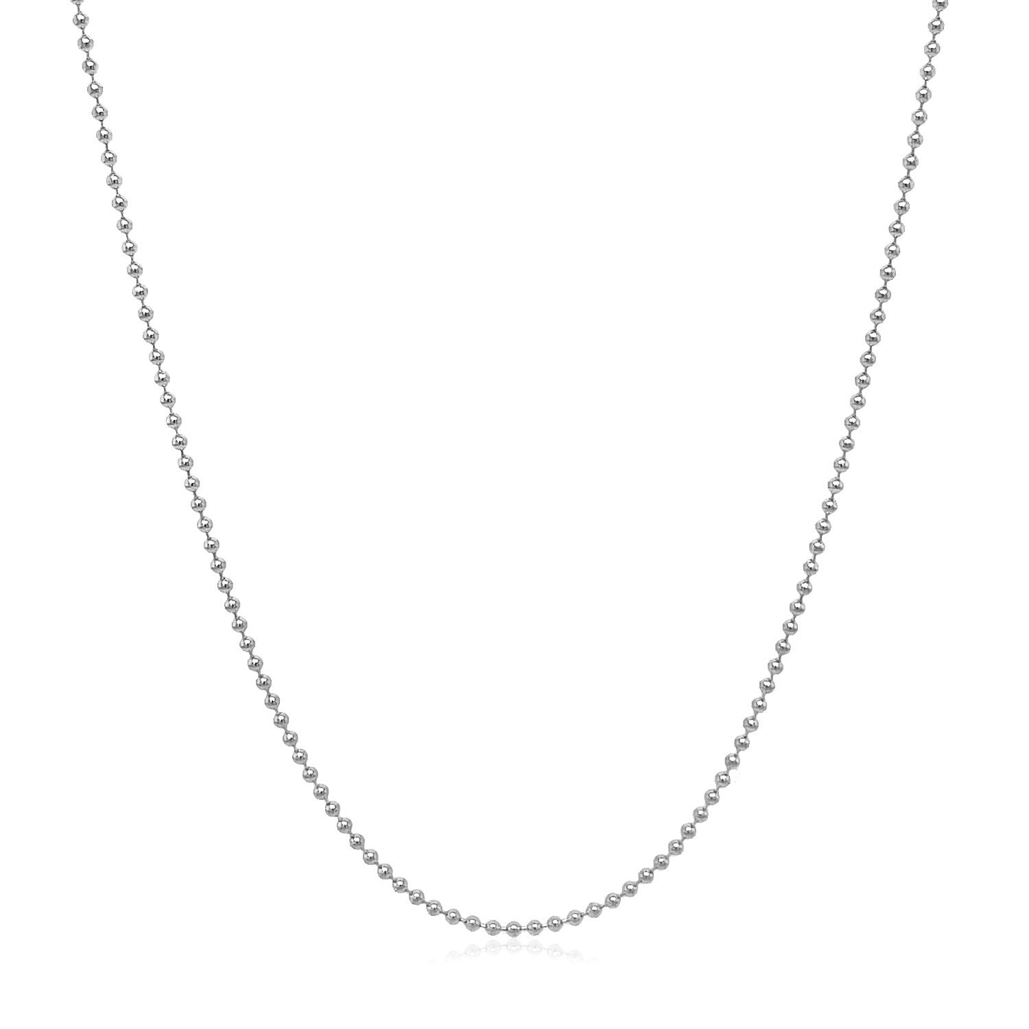 14k White Gold Bead Chain 1.0mm (1.00 mm) - DestGlow
