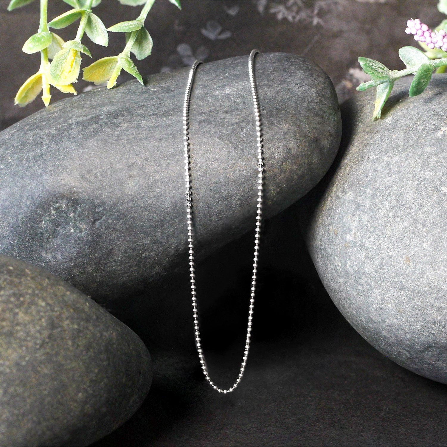 14k White Gold Bead Chain 1.0mm (1.00 mm) - DestGlow