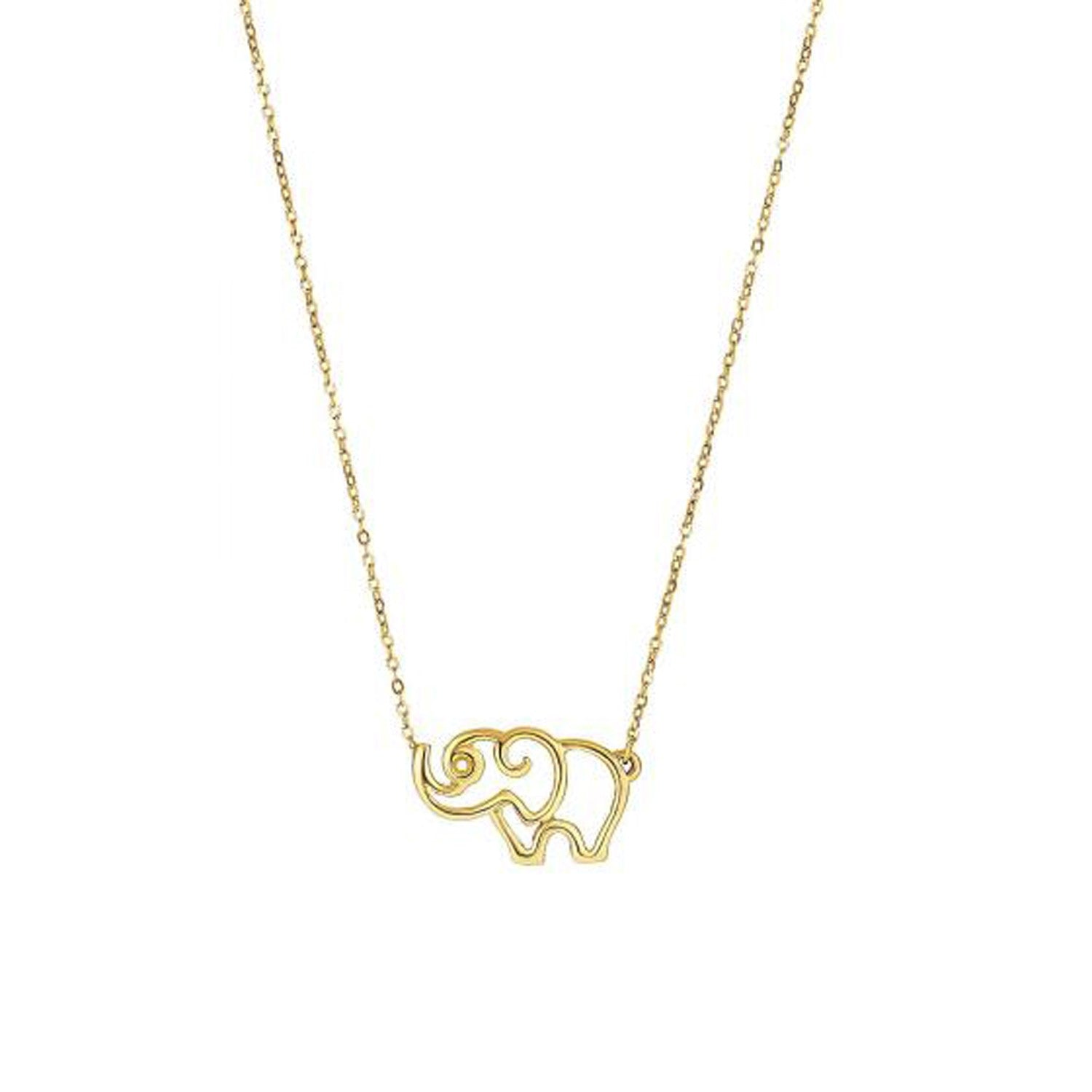 14k Yellow Gold Elephant Necklace DestGlow