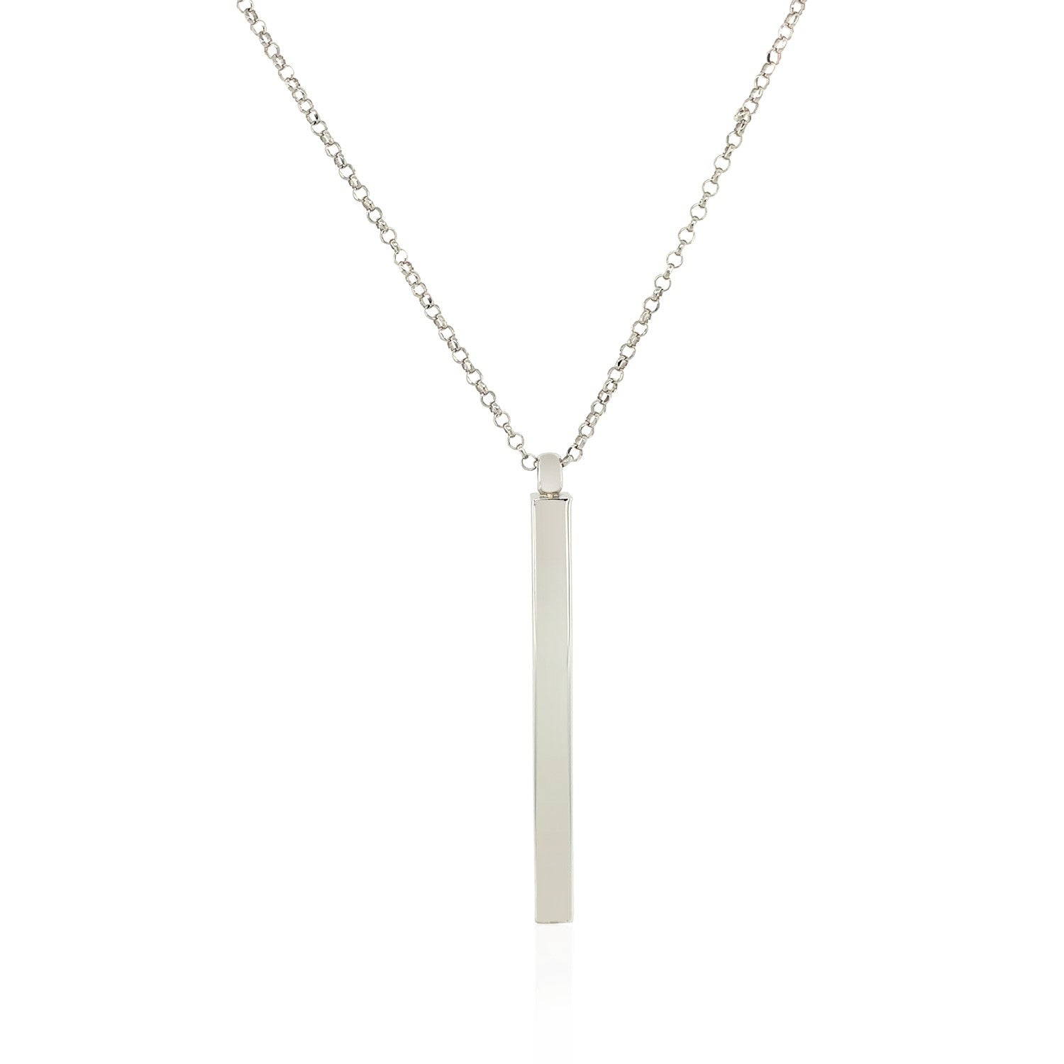Sterling Silver 24 inch Necklace with Long Polished Bar Pendant by Avera Group