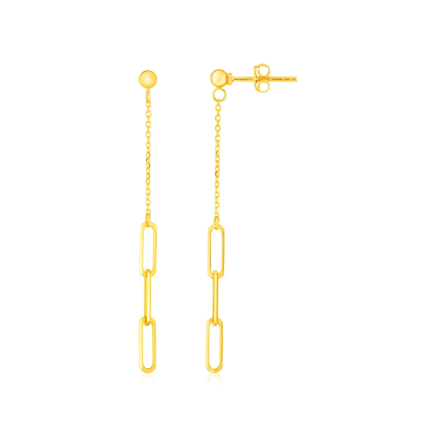 14K Yellow Gold Paperclip Chain and Fine Link Earrings - necklaces