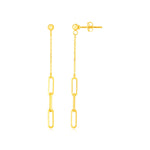 14K Yellow Gold Paperclip Chain and Fine Link Earrings - necklaces