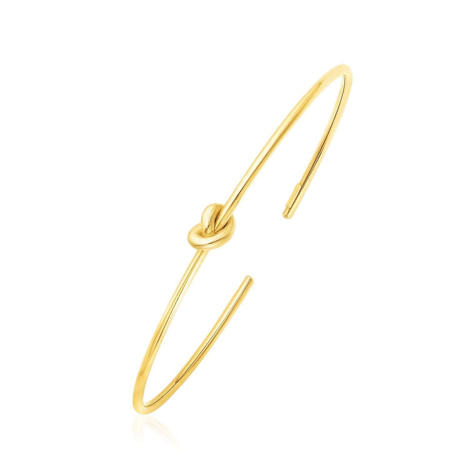 14k Yellow Gold Polished Cuff Bangle with Knot - bracelets