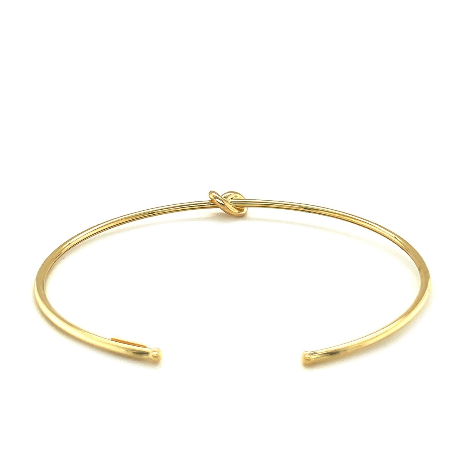 14k Yellow Gold Polished Cuff Bangle with Knot (5.50 mm) - DestGlow