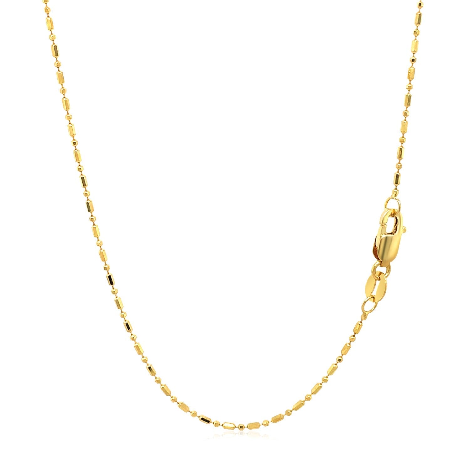 14k Yellow Gold Diamond-Cut Bead Chain (0.90 mm) - DestGlow