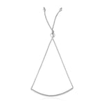 14k White Gold Smooth Curved Bar Lariat Design Bracelet - bracelets
