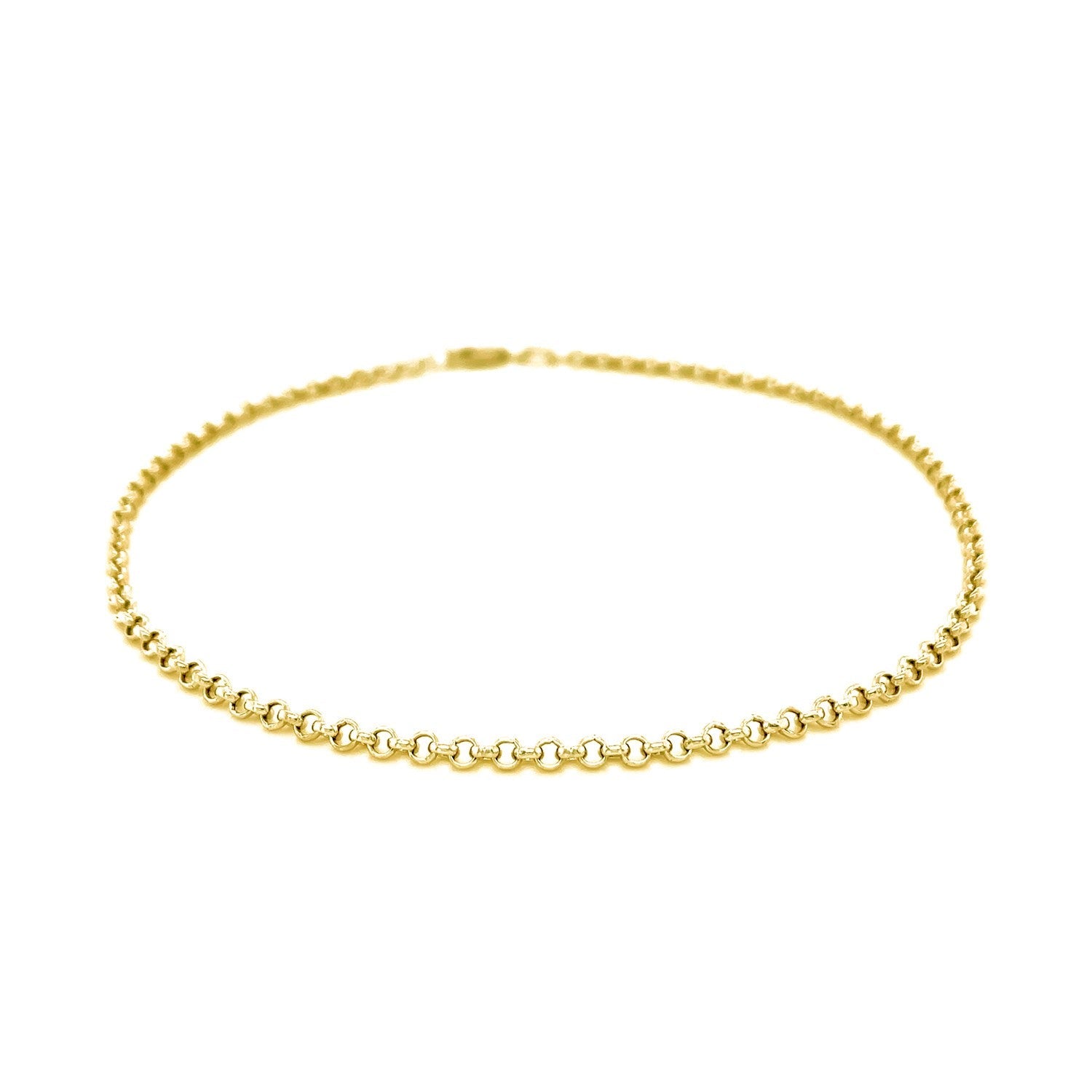 2.3mm 10k Yellow Gold Rolo Anklet by Avera Group