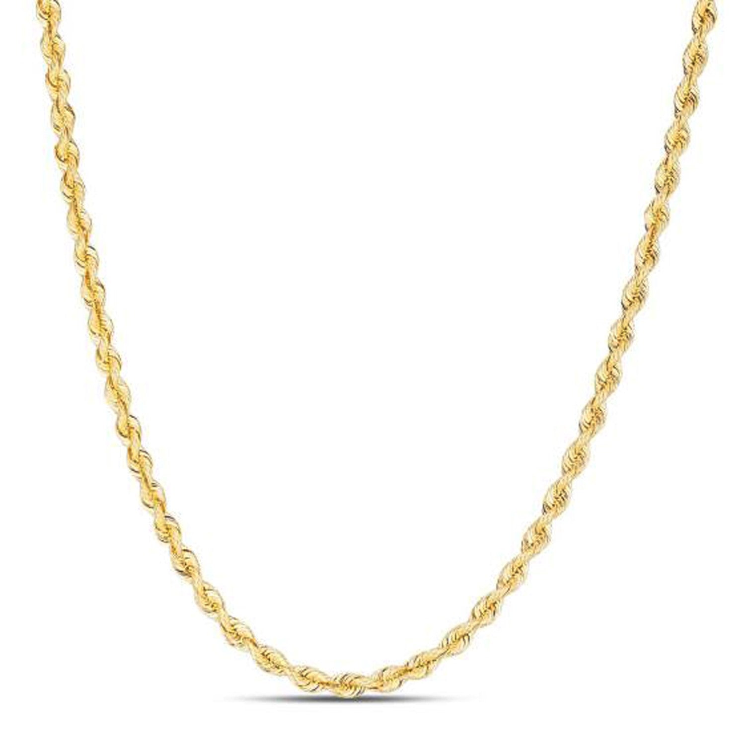 14k Yellow Gold Light Rope Chain (3.00 mm) DestGlow