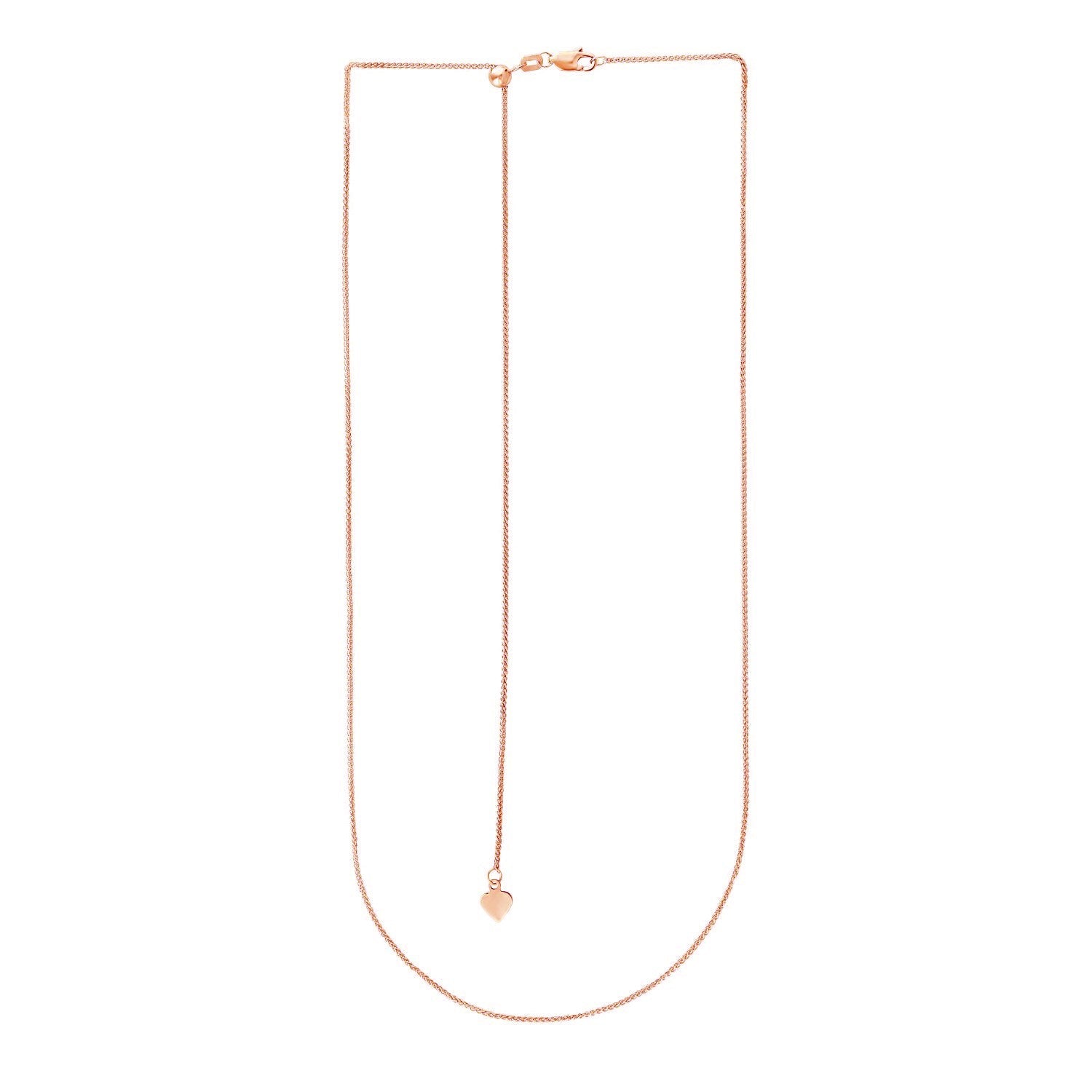 14k Rose Gold Adjustable Wheat Chain (1.00 mm) by Avera Group