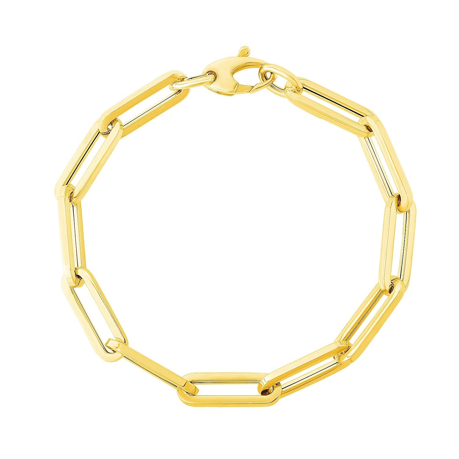 14K Yellow Gold Extra Wide Paperclip Chain Bracelet by Bids.com