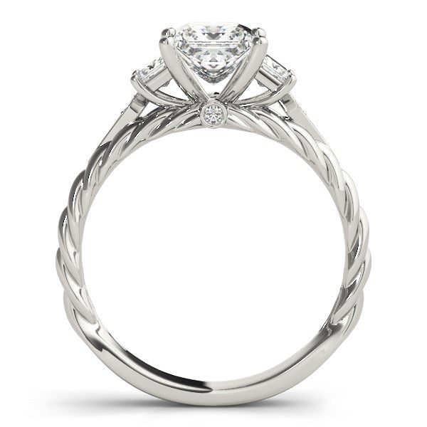 14k White Gold Princess Cut 3 Stone Antique Style Diamond Ring (1 1/8 cttw) by Bids.com