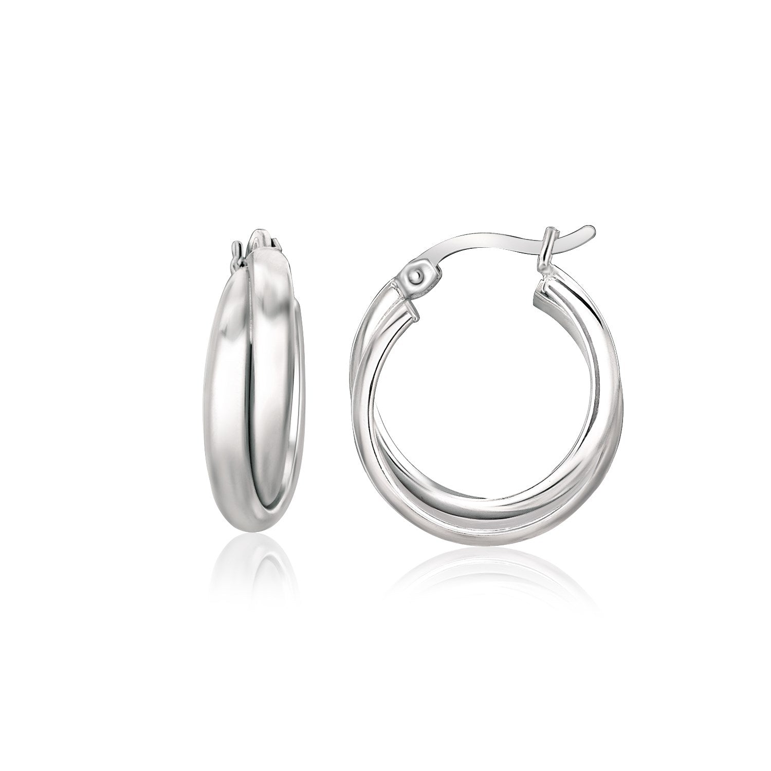 Sterling Silver Dual Round Entwined Hoop Earrings DestGlow