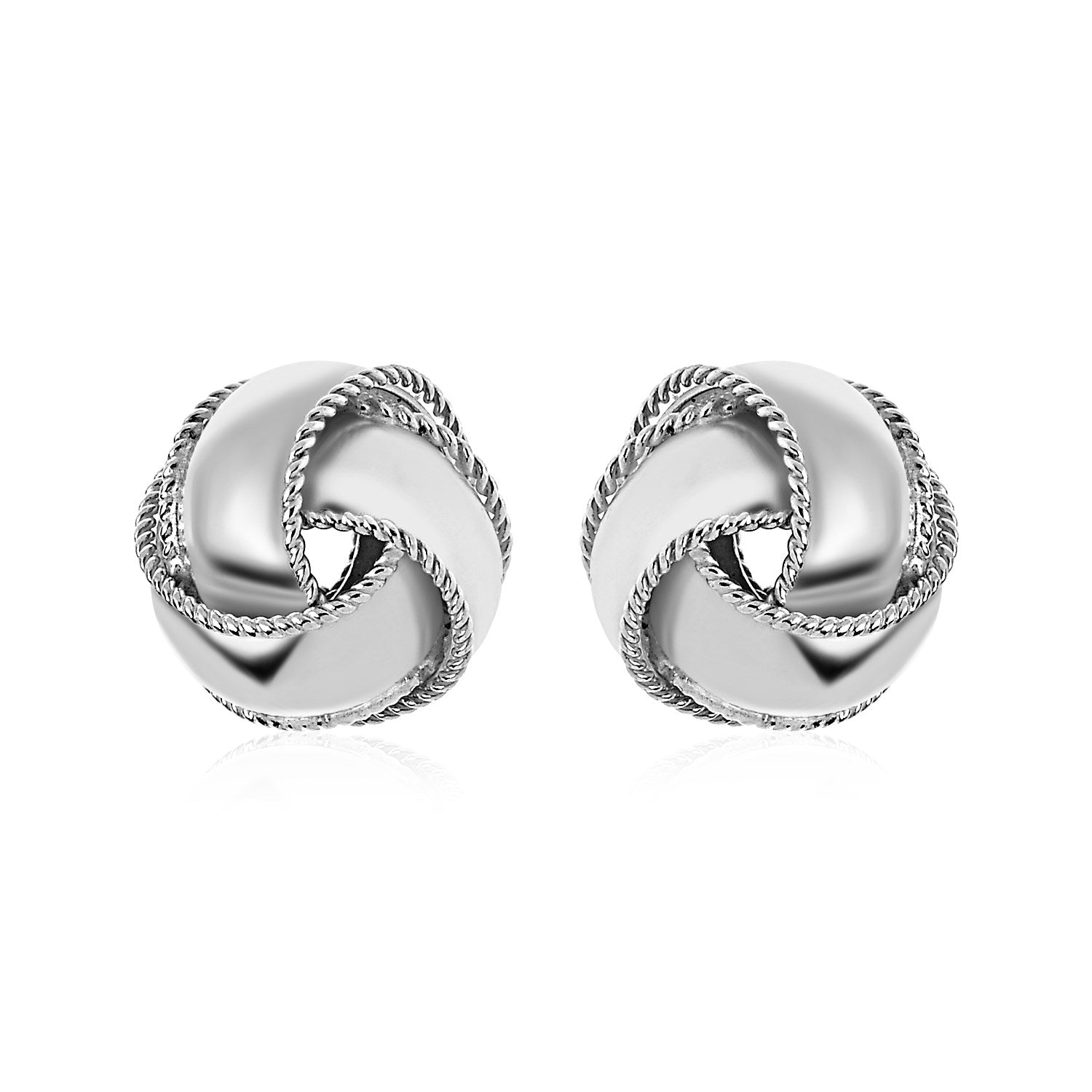 Textured and Polished Love Knot Earrings in Sterling Silver(13mm) - DestGlow