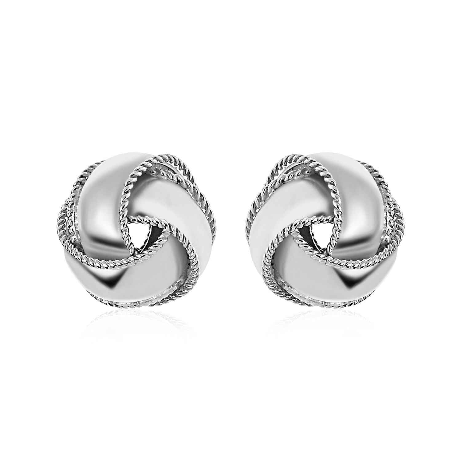 Textured and Polished Love Knot Earrings in Sterling Silver DestGlow